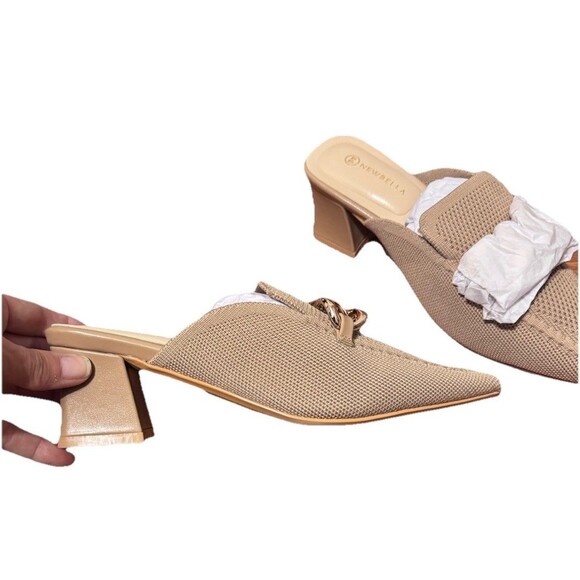 Newbella Nude Ponited Toe Heeled Mules Size 8 New In Box Work Office - Picture 2 of 4